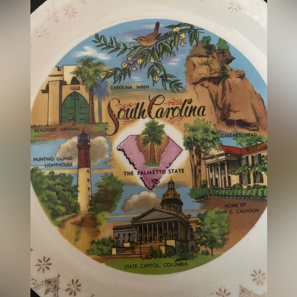 Vintage South Carolina Souvenir State Plate SC Landmarks Decorative Collector - Picture 3 of 6